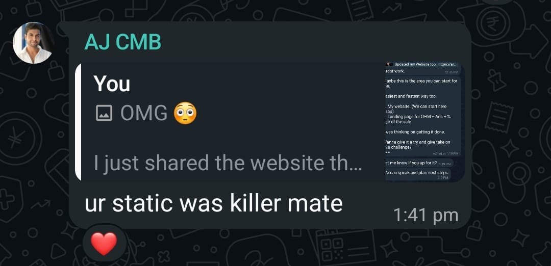 Client feedback: your static was killer, mate