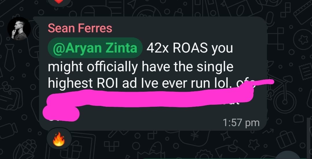 Sean Ferres: 42x ROAS, the single highest ROI ad
