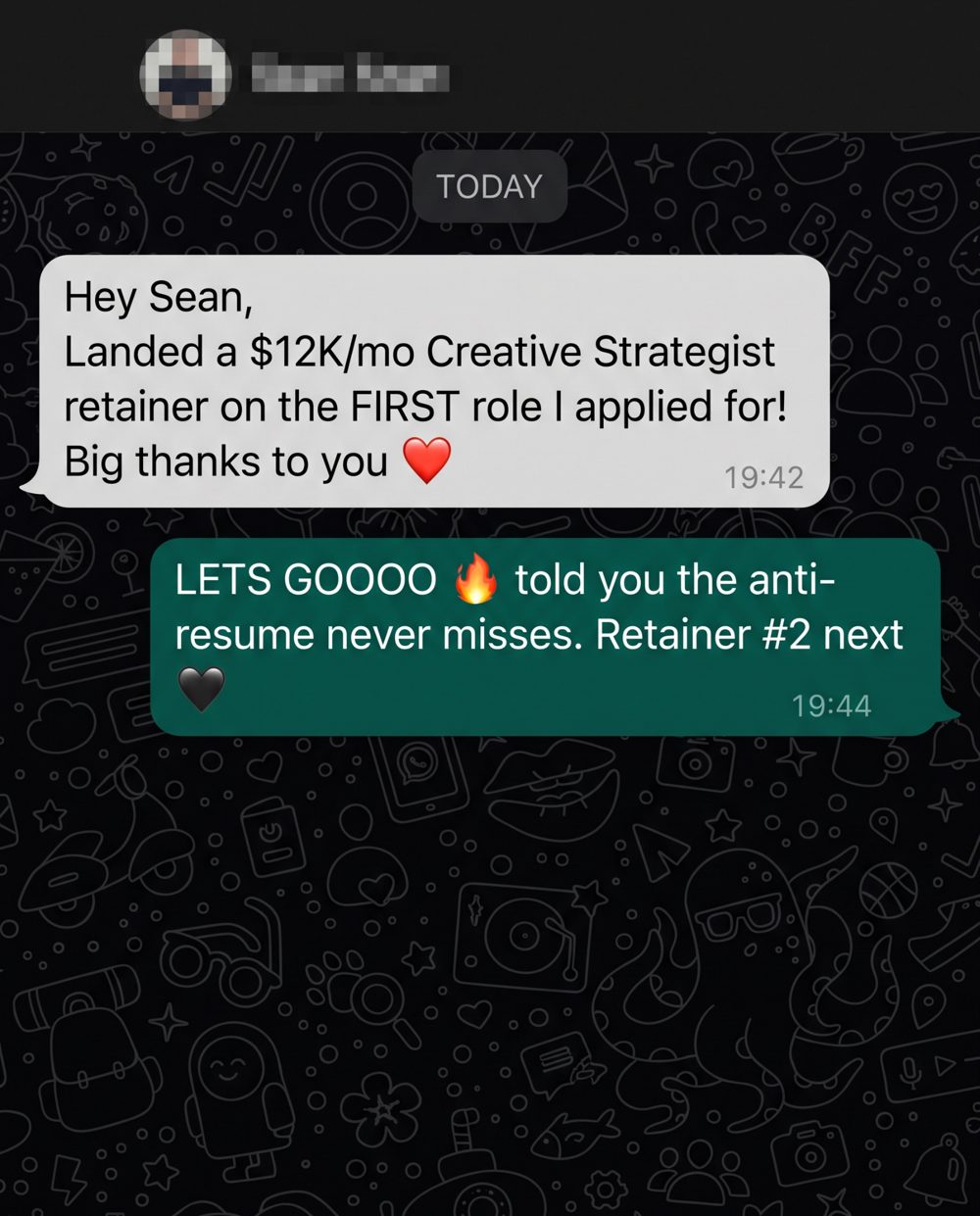 Chat screenshot social proof ad